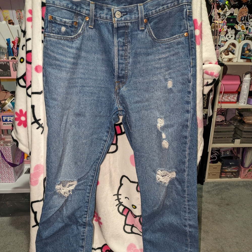 Levi's 501 straight leg ripped jeans